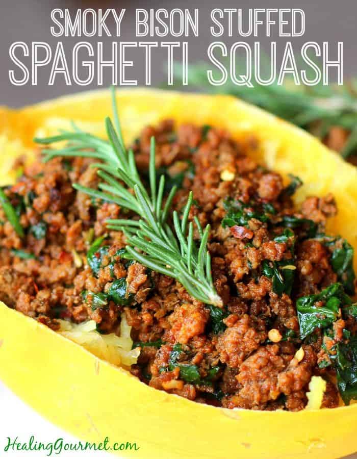 Smoky Bison Stuffed Spaghetti Squash