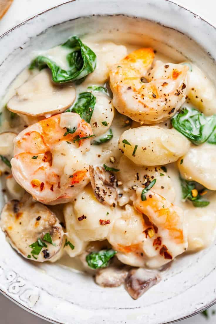 One Pan Creamy Gnocchi With Shrimp And Spinach