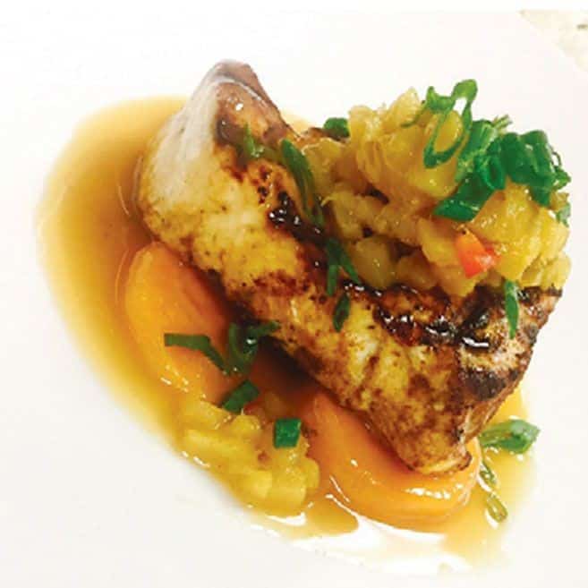 Jerked Cobia With Pineapple Chutney