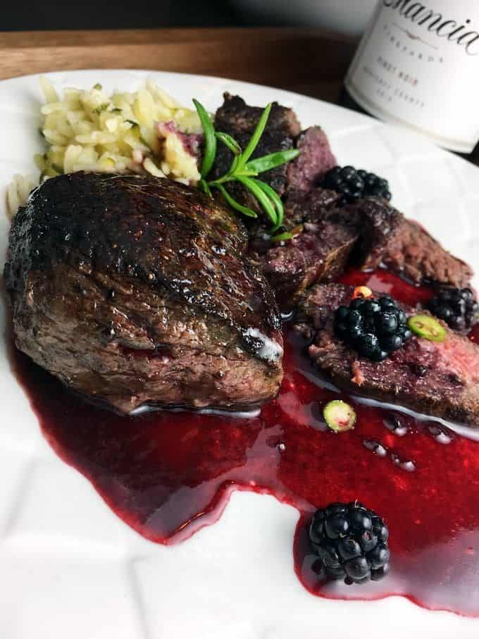 Elk Steak Medallions With Blackberry Red Wine Sauce