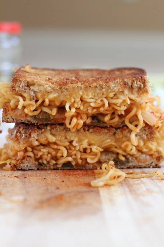 Kimchi Ramen Grilled Cheese Sandwich