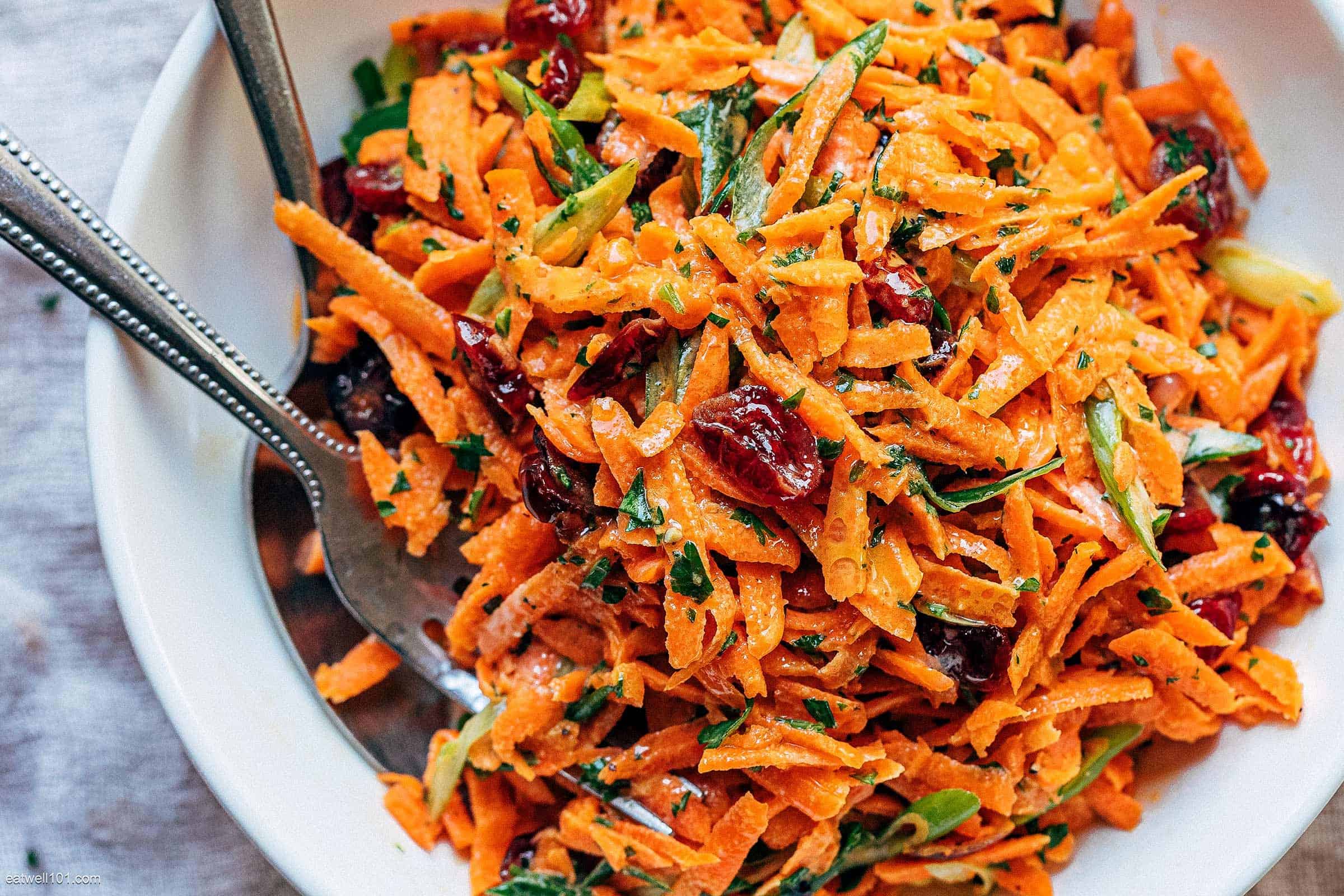 Shredded Carrot Salad with Honey Mustard Dressing