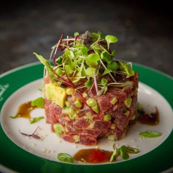 Tuna Tartare With Spicy Mayonnaise, Mizuna And Soy Wasabi Vinaigrette