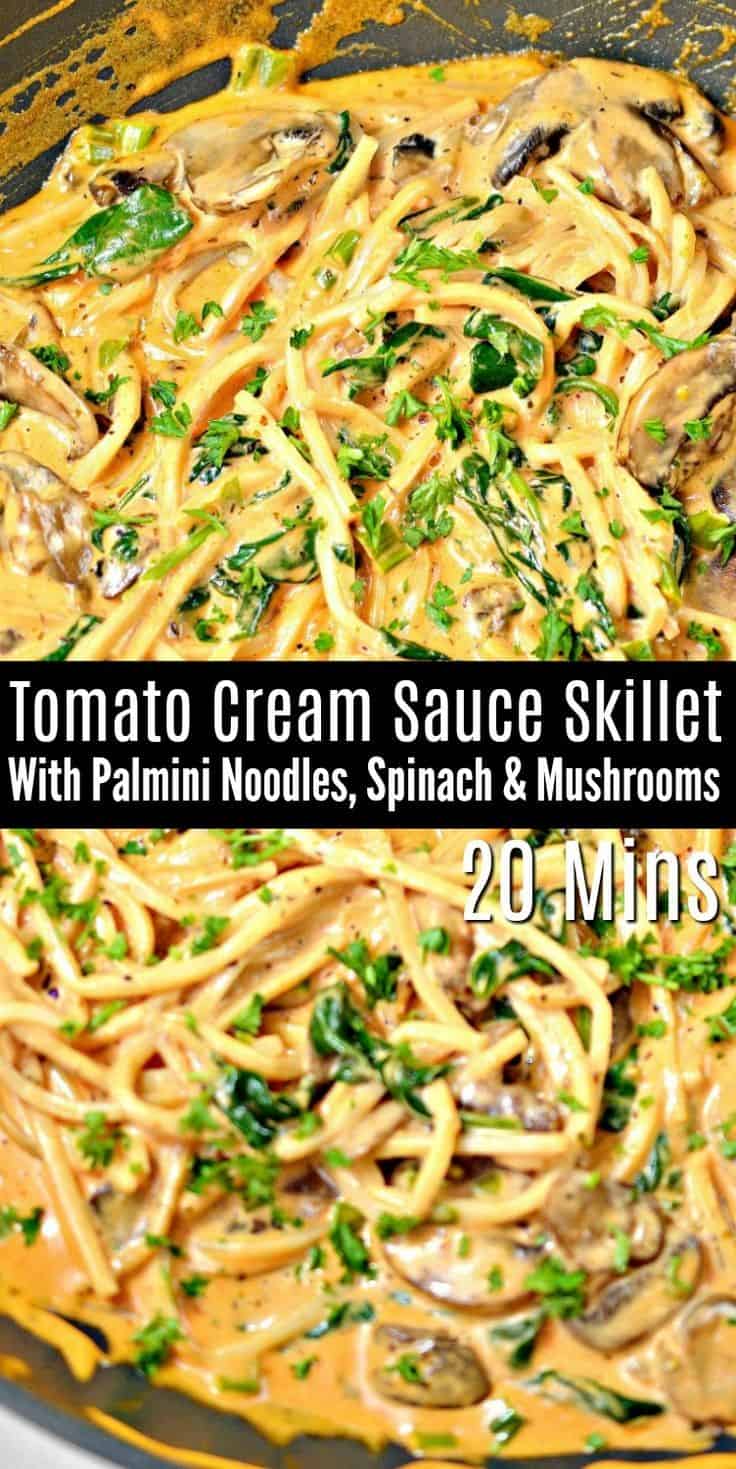 Keto Tomato Cream Sauce Pasta With Mushrooms