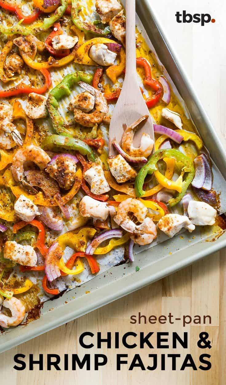 Sheet-Pan Chicken And Shrimp Fajitas