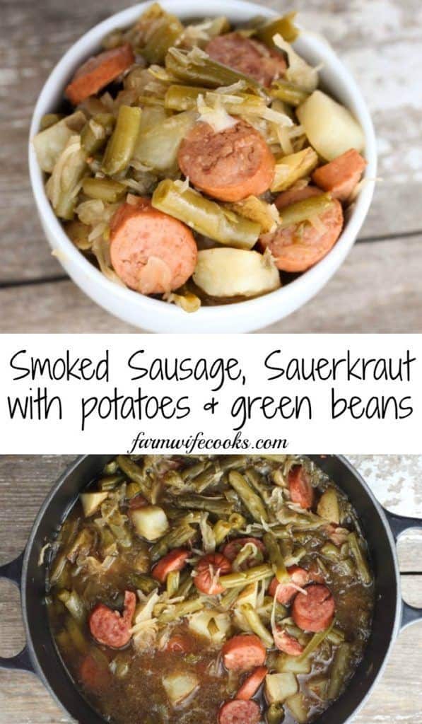 Smoked Sausage, Sauerkraut With Potatoes And Green Beans