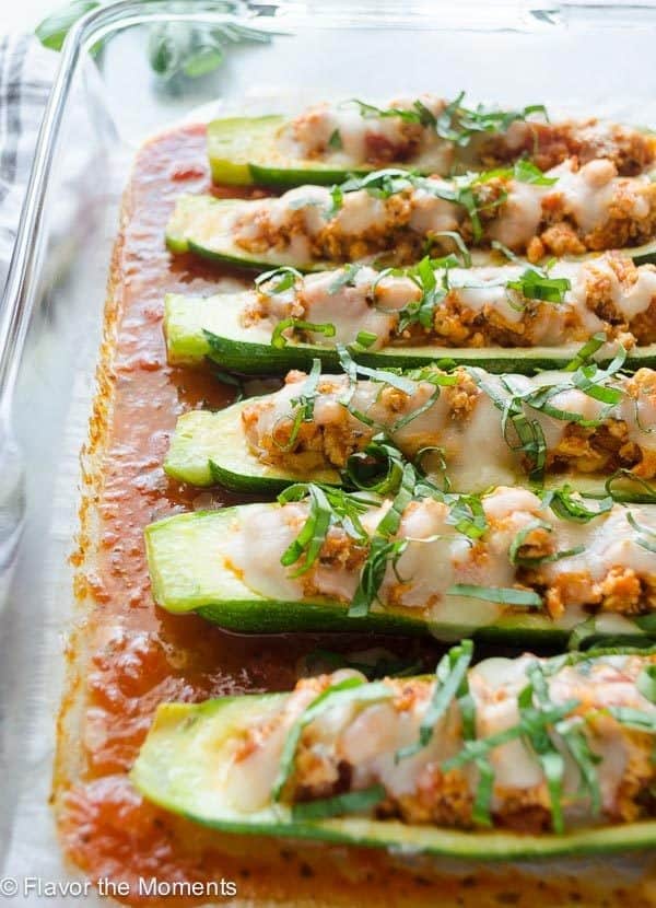 Chicken Parmesan Stuffed Zucchini Boats