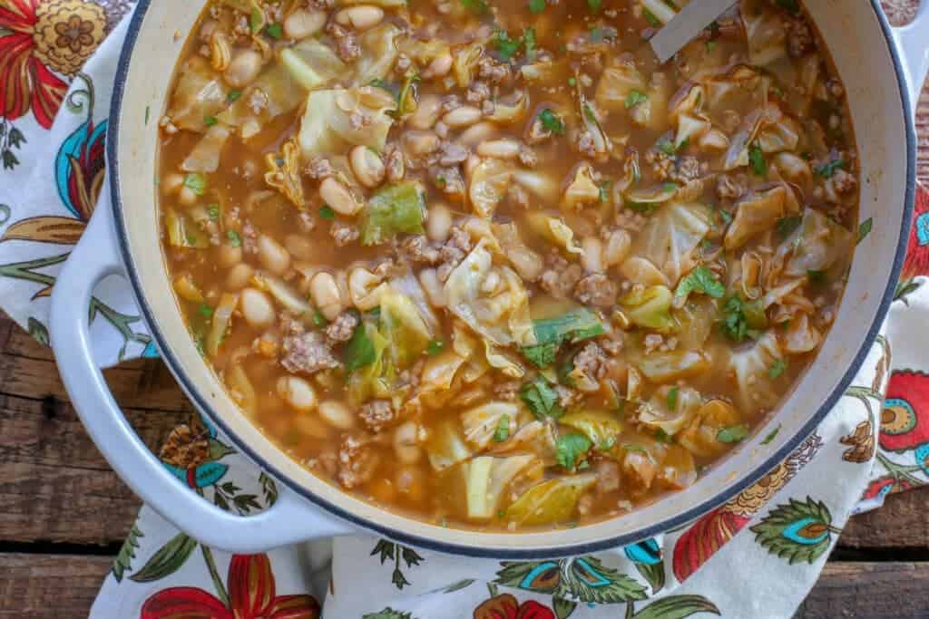 Mexican White Bean and Cabbage Soup