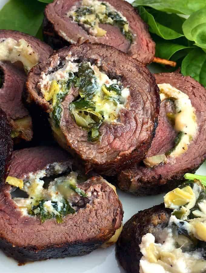 Elk Steak Roulade With Artichoke Hearts