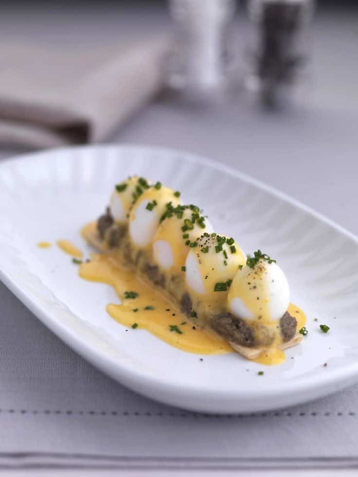 Feuillete Of Poached Quail Eggs With Hollandaise Sauce