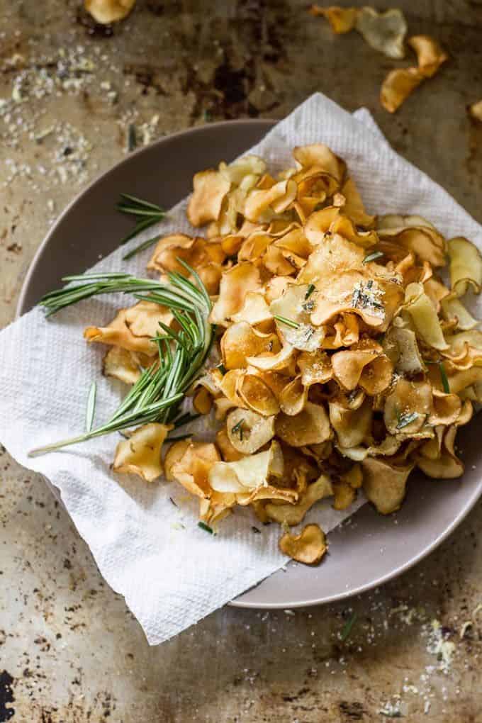 Crispy Sunchoke Chips With Lemon-Rosemary Salt