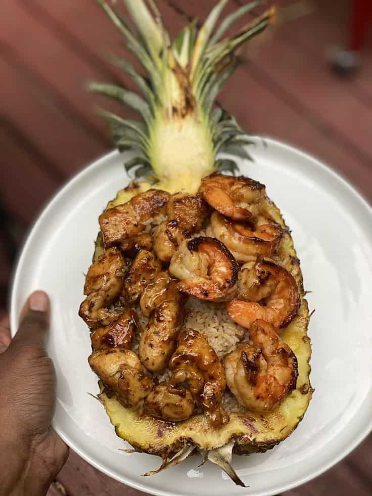 Shrimp And Chicken Teriyaki Pineapple Bowls