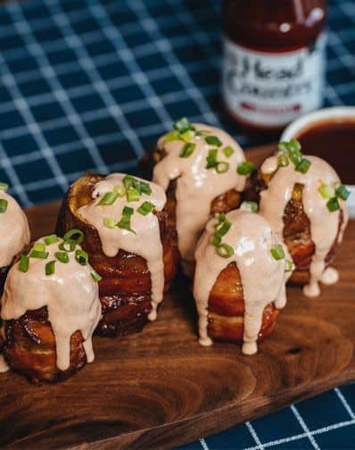 Slow Smoked Bacon Wrapped Volcano Potatoes