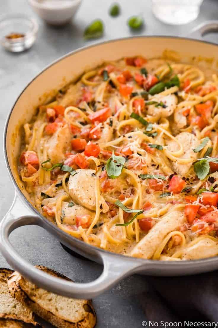 One Pot Chicken Margherita Pasta With Ricotta