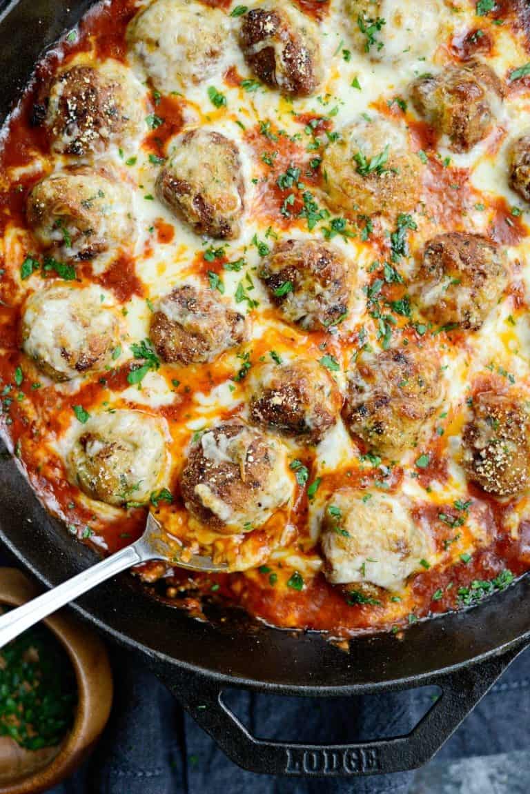 Chicken Parmesan Meatball Skillet