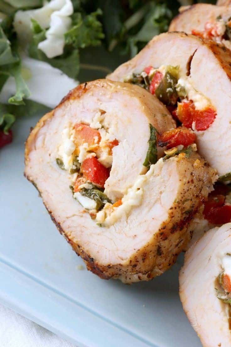 Spinach Feta Stuffed Grilled Turkey Tenderloin