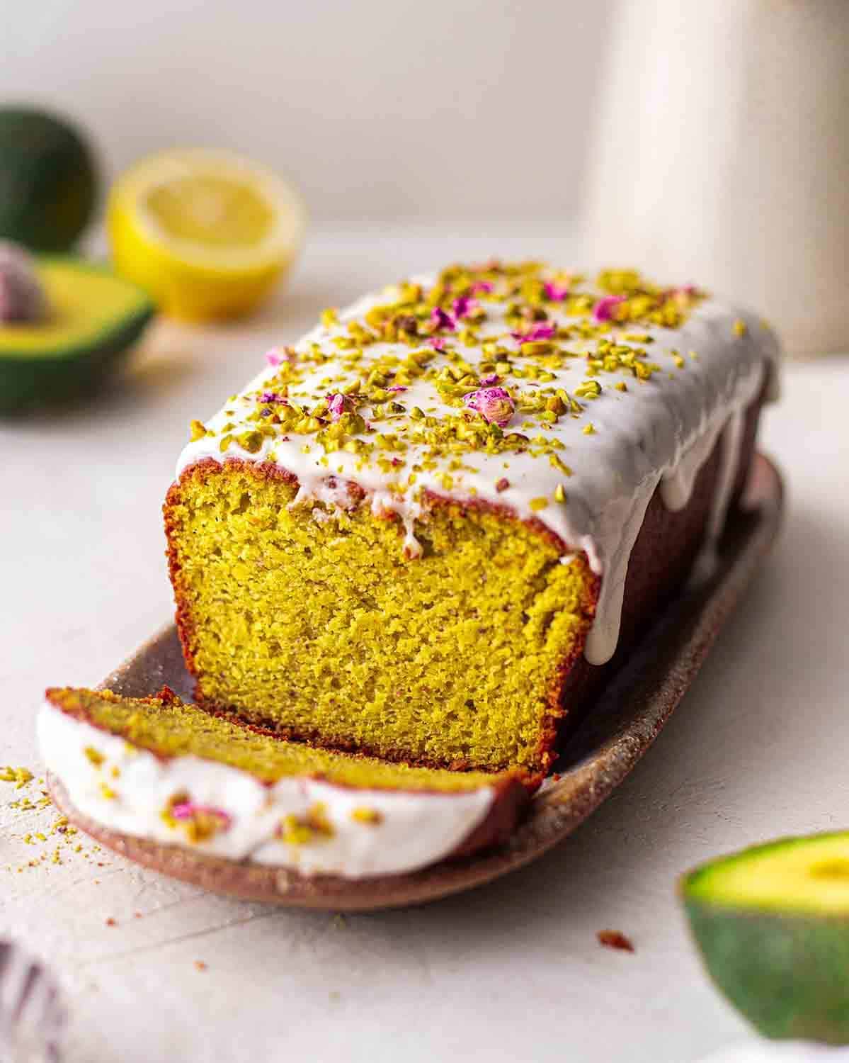 Vegan Pistachio Lemon Avocado Cake