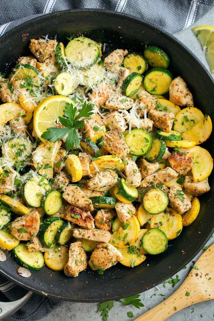 Skillet Lemon Parmesan Chicken With Zucchini