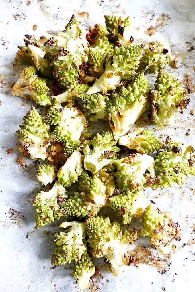 Garlic And Lemon Roasted Romanesco Cauliflower