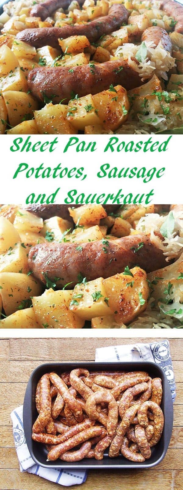 Sheet Pan Roasted Potatoes, Sausage and Sauerkraut