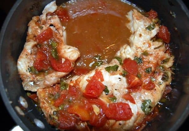 Baked Tilefish With Tomatoes, Balsamic, And Basil