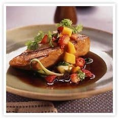 Grilled Curried-Teriyaki Glazed Wahoo With Mango-Strawberry Chutney