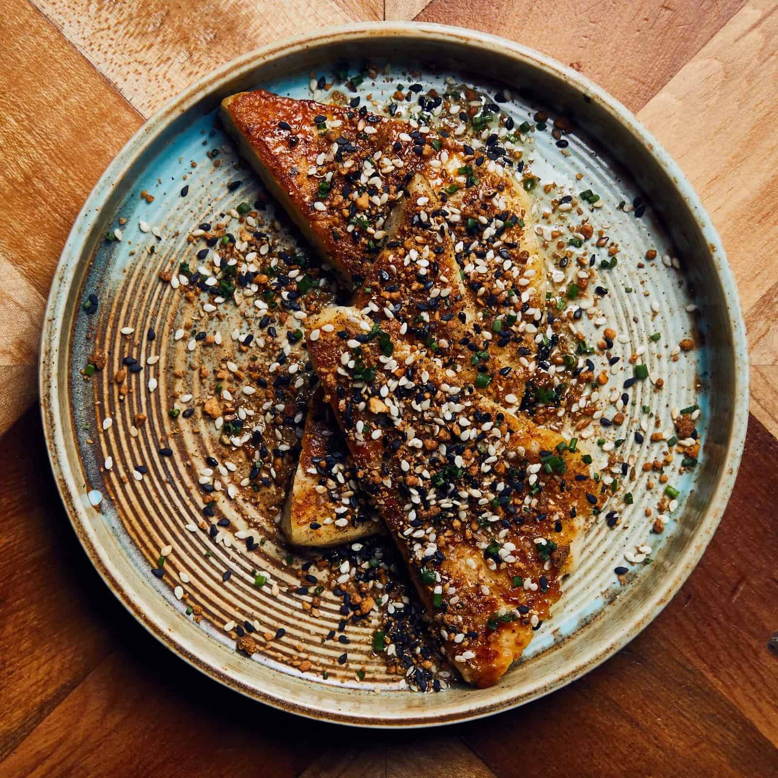 Seared Halloumi with Peanut Dukkah and Honey