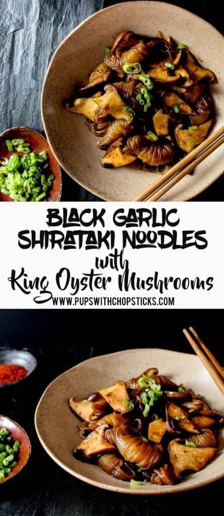 Black Garlic Shirataki Noodles With Mushrooms