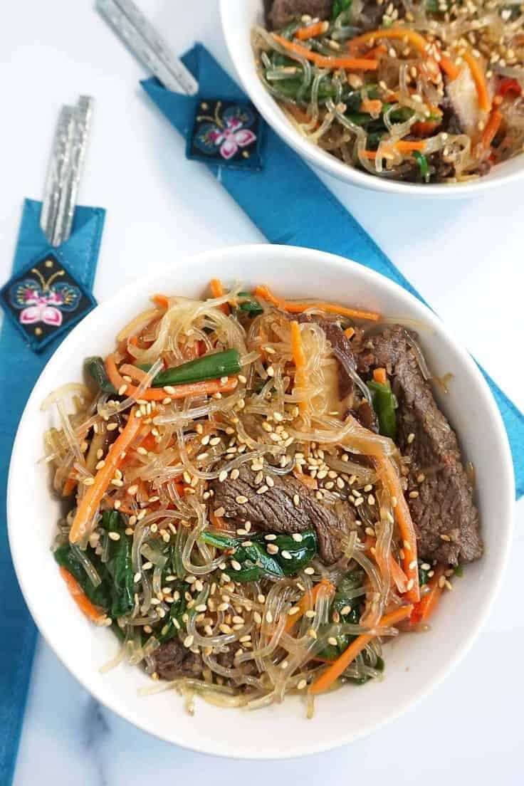 Low Carb Keto Japchae (Korean Glass Noodle Stir Fry)