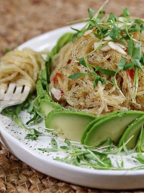 Kelp Noodles With Almond Butter Miso Sauce