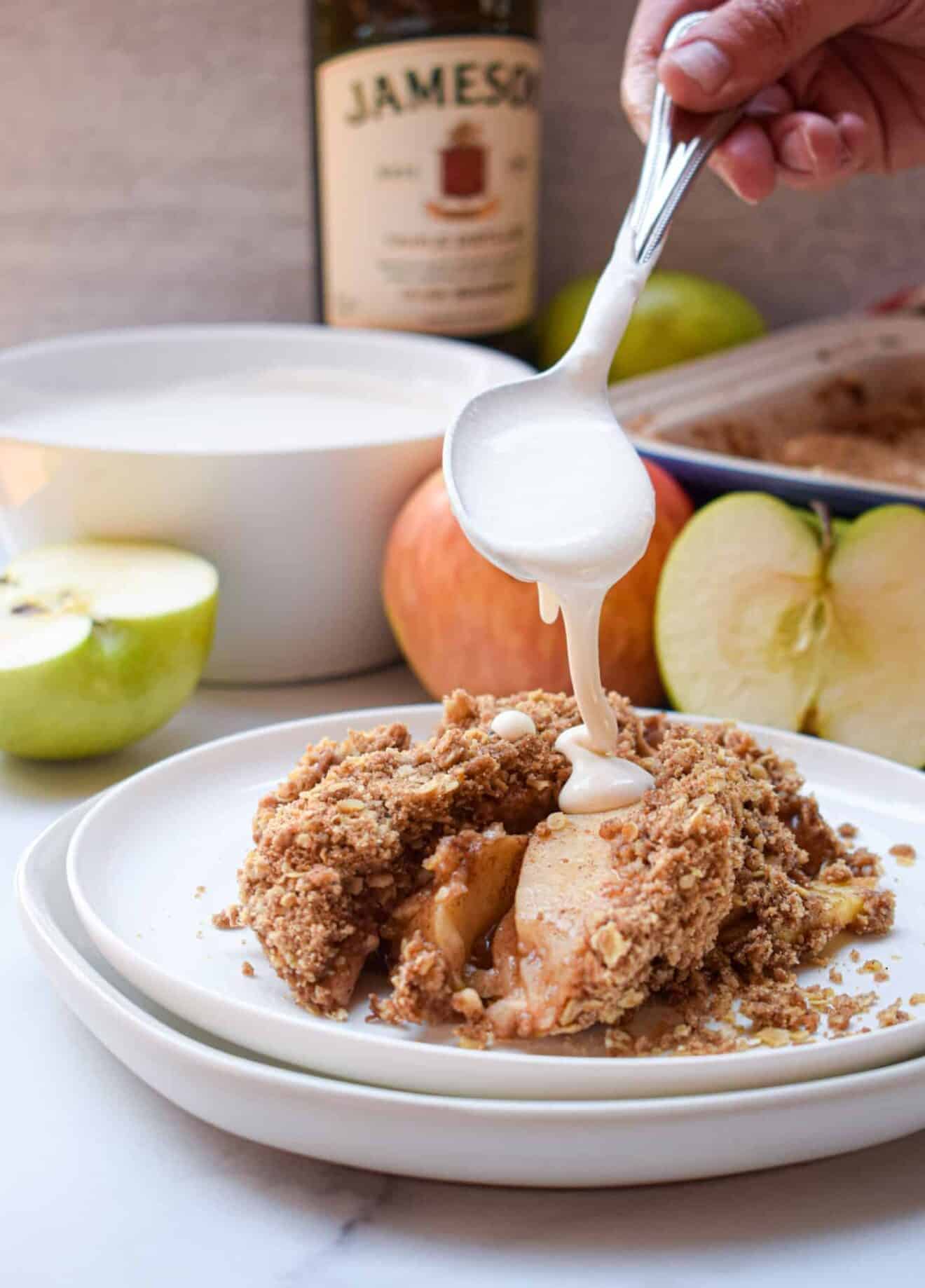 Irish apple crumble with whiskey cream