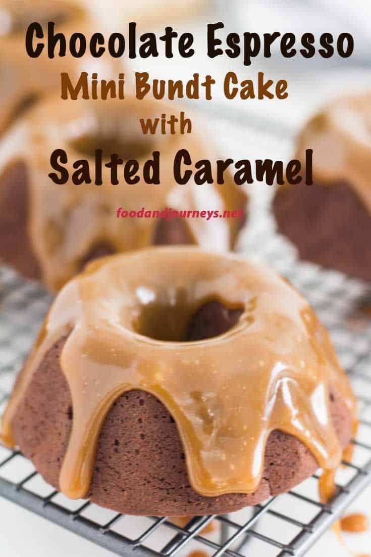 Chocolate Espresso Mini Bundt Cake With Salted Caramel